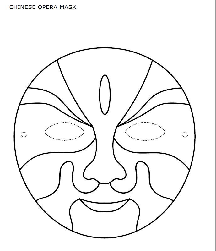 Chinese Opera Mask Coloring Page 模板