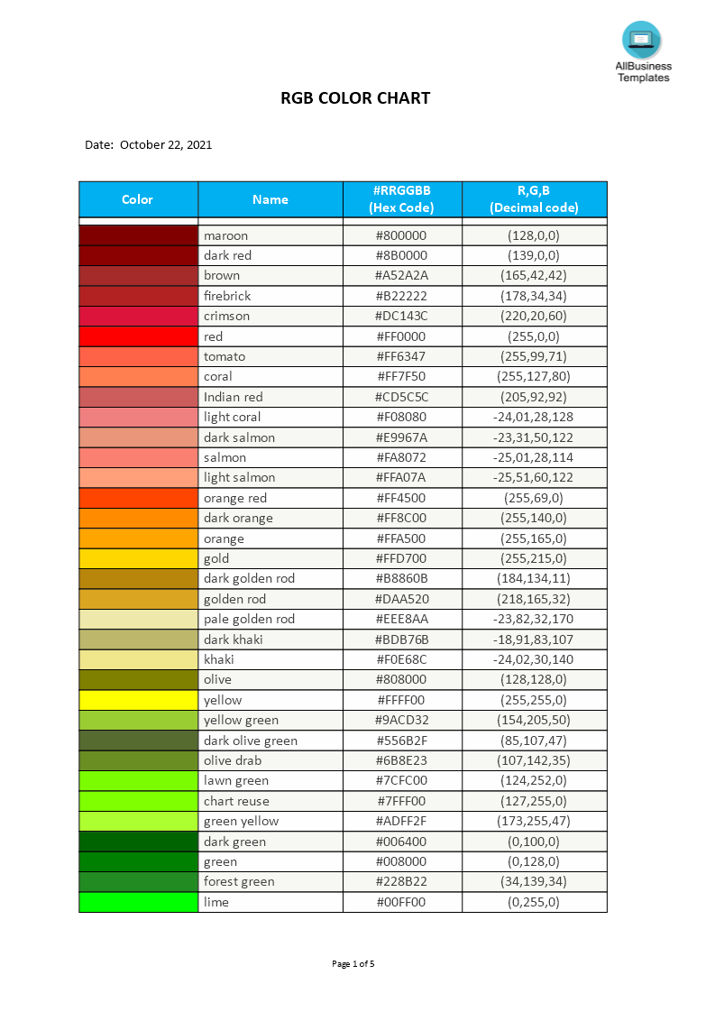 Color Palette Color Chart Print Test Page Color Codes Rgb Hex Html Vector Color Stock