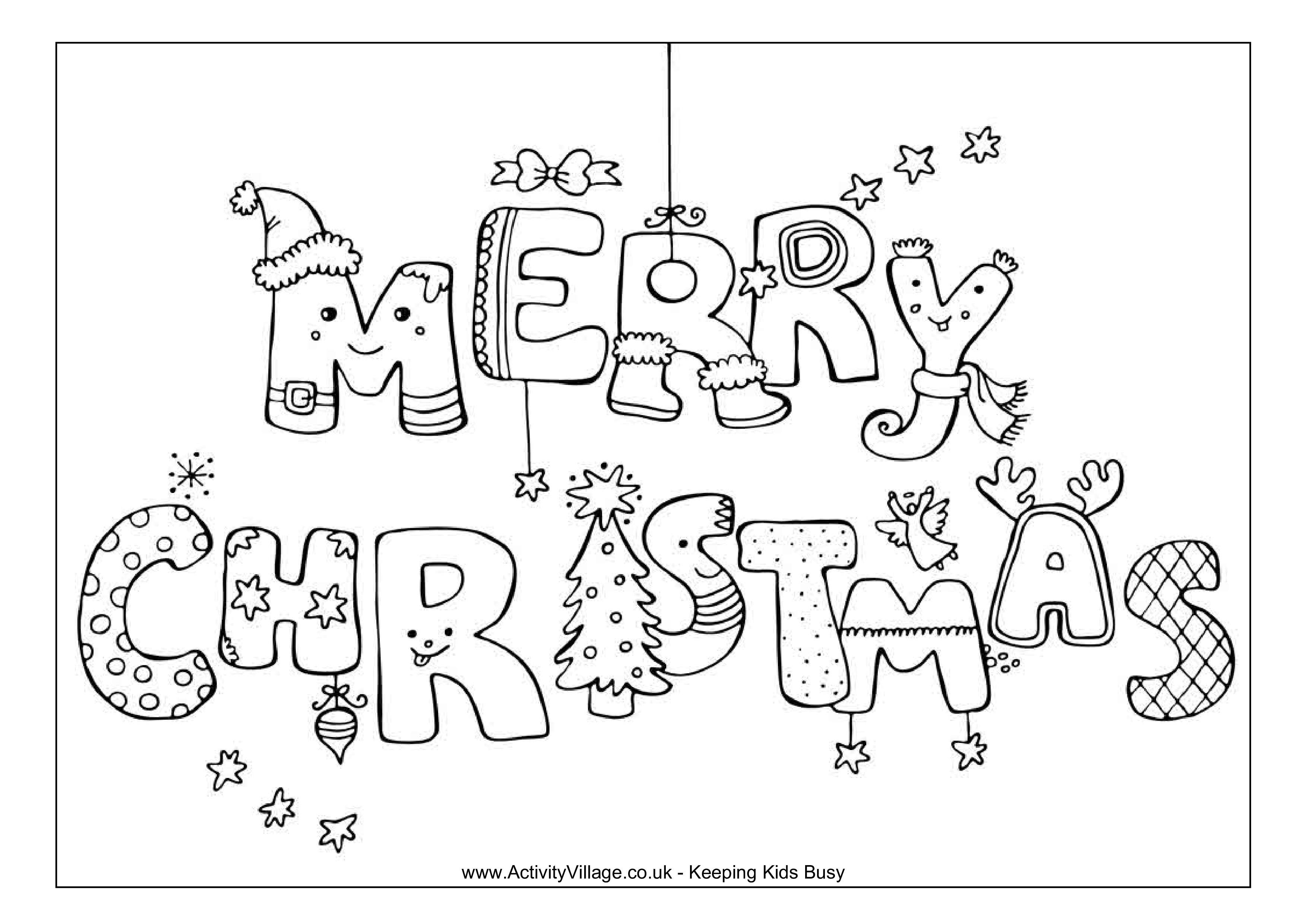 merry christmas coloring page voorbeeld afbeelding 