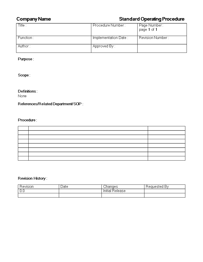 Free Standard Operating Procedure Example Templates At 