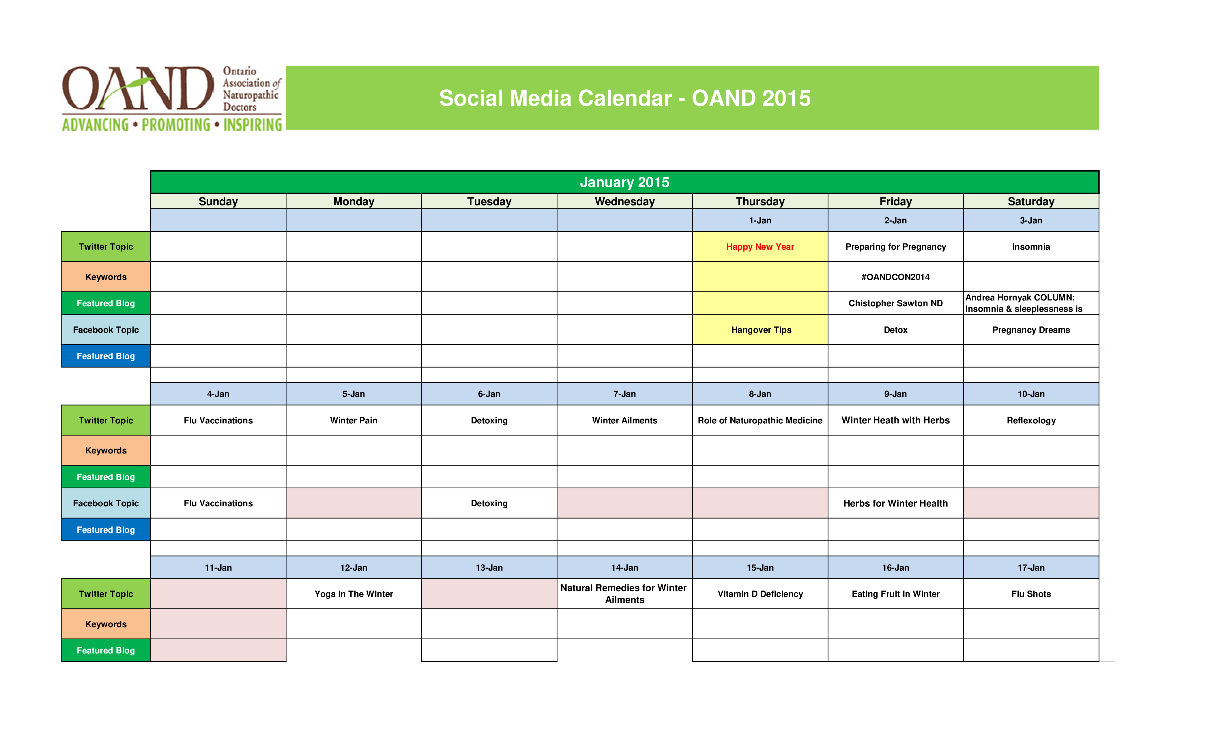 Content Marketing Editorial Calendar 模板