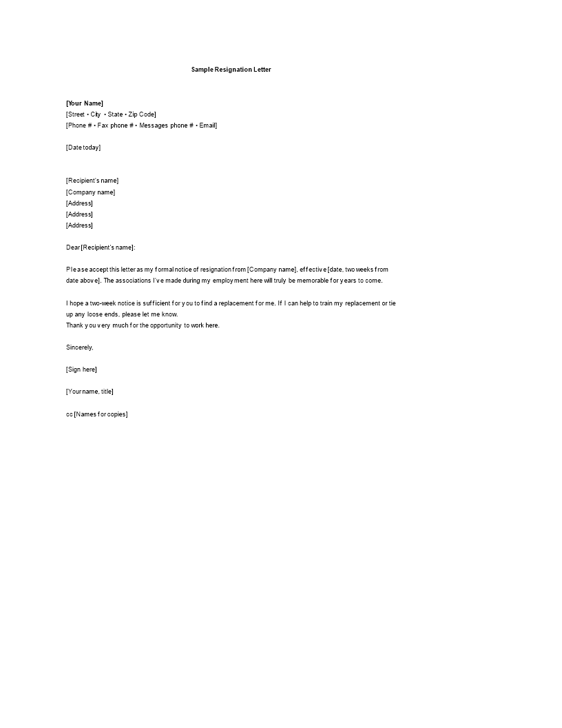 Libreng Employee Email Resignation Letter Word Format