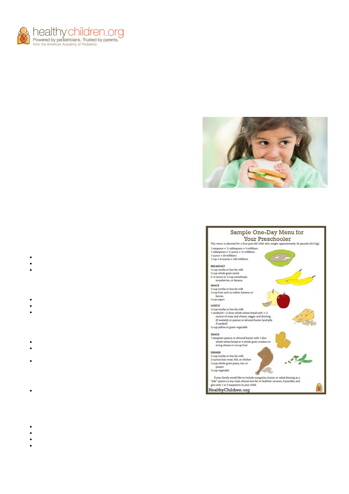 Preview Preschool Meal Plan