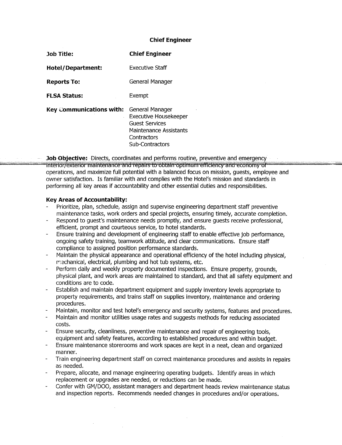 Plant Manager Assistant Job Description