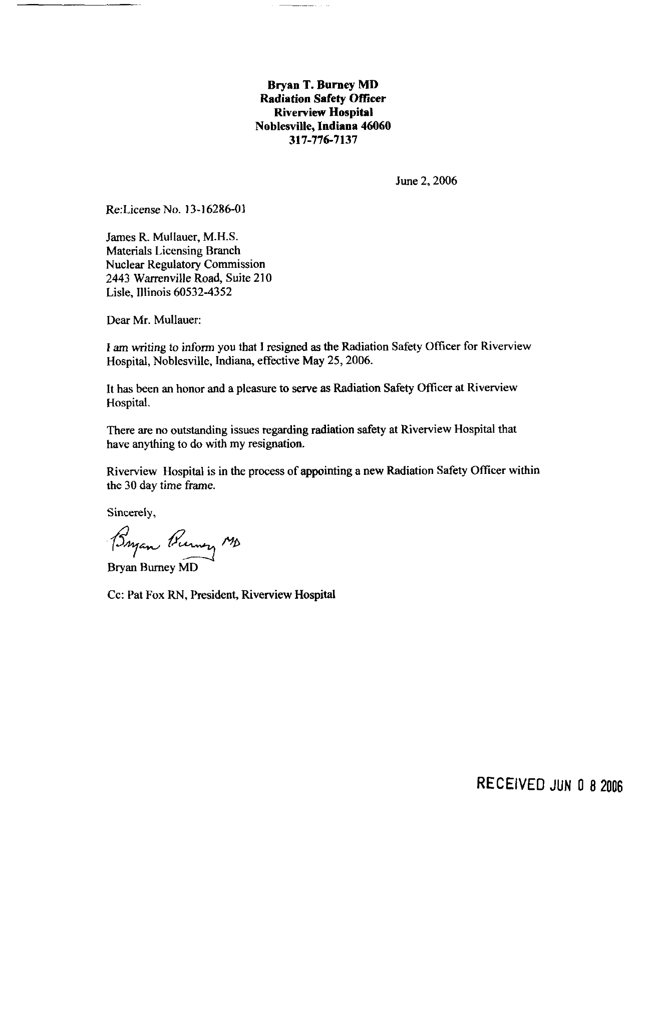 Preview Radiation Safety Offcer Resignation Letter