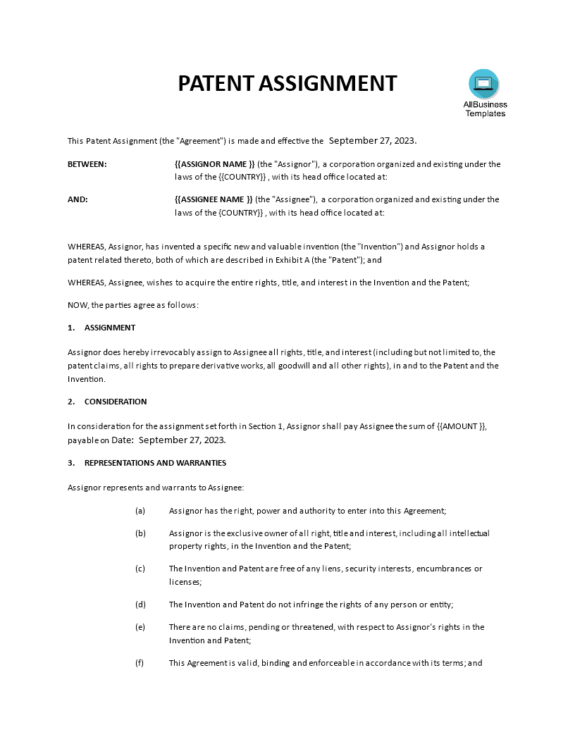 patent assignment effective date