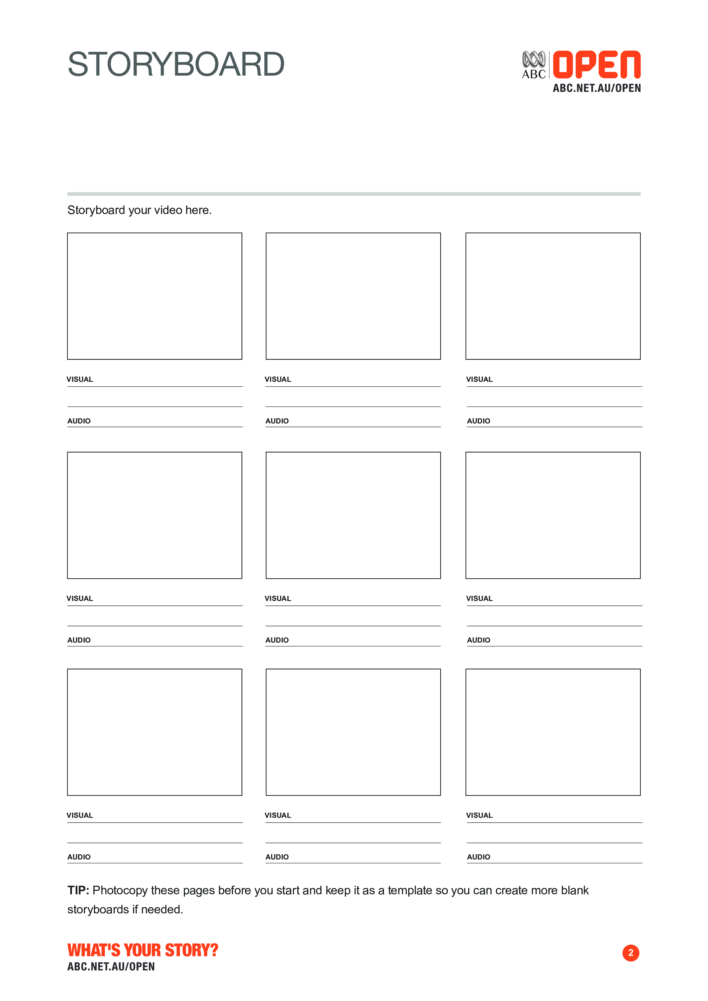A4 Storyboard for production of Film and Video Templates at