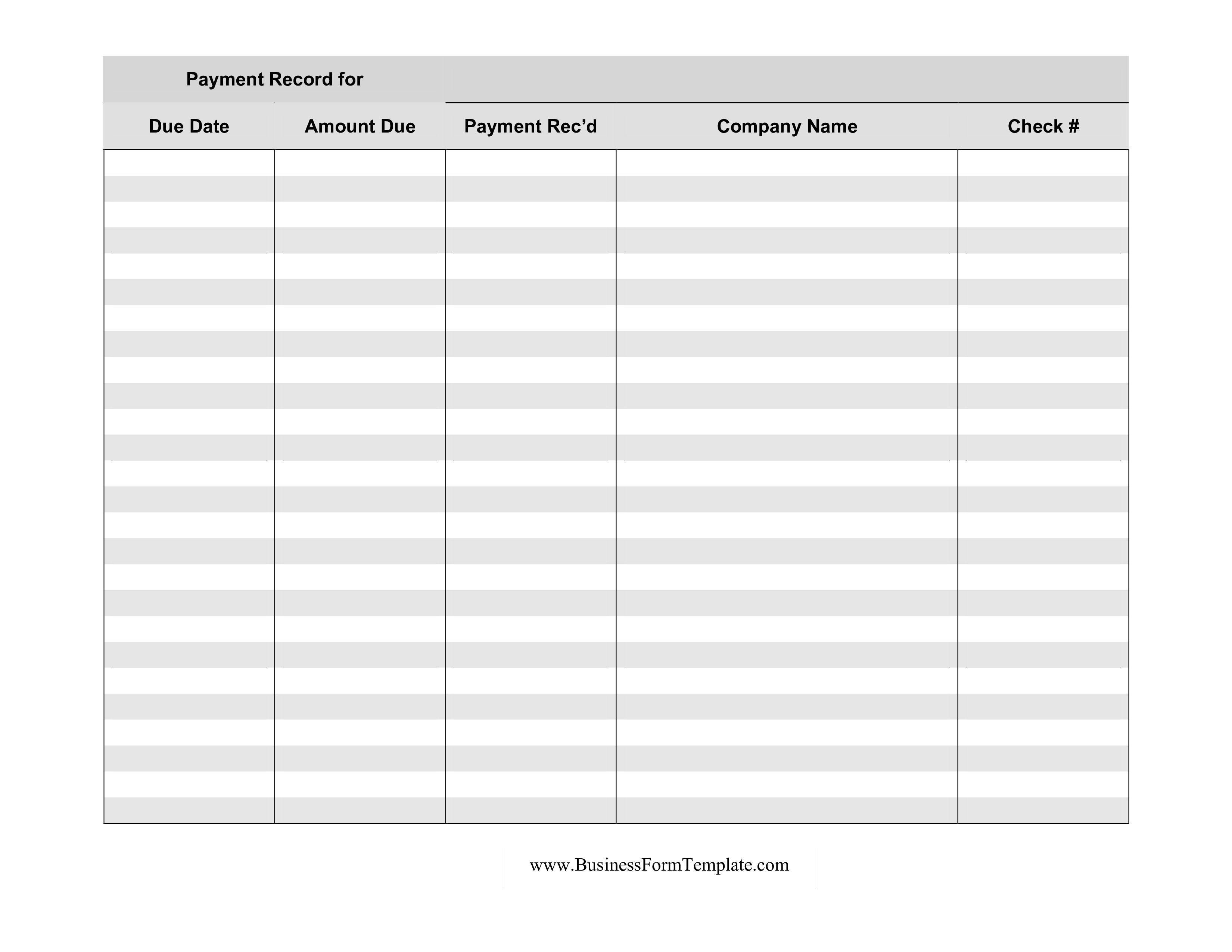 customer payment log template