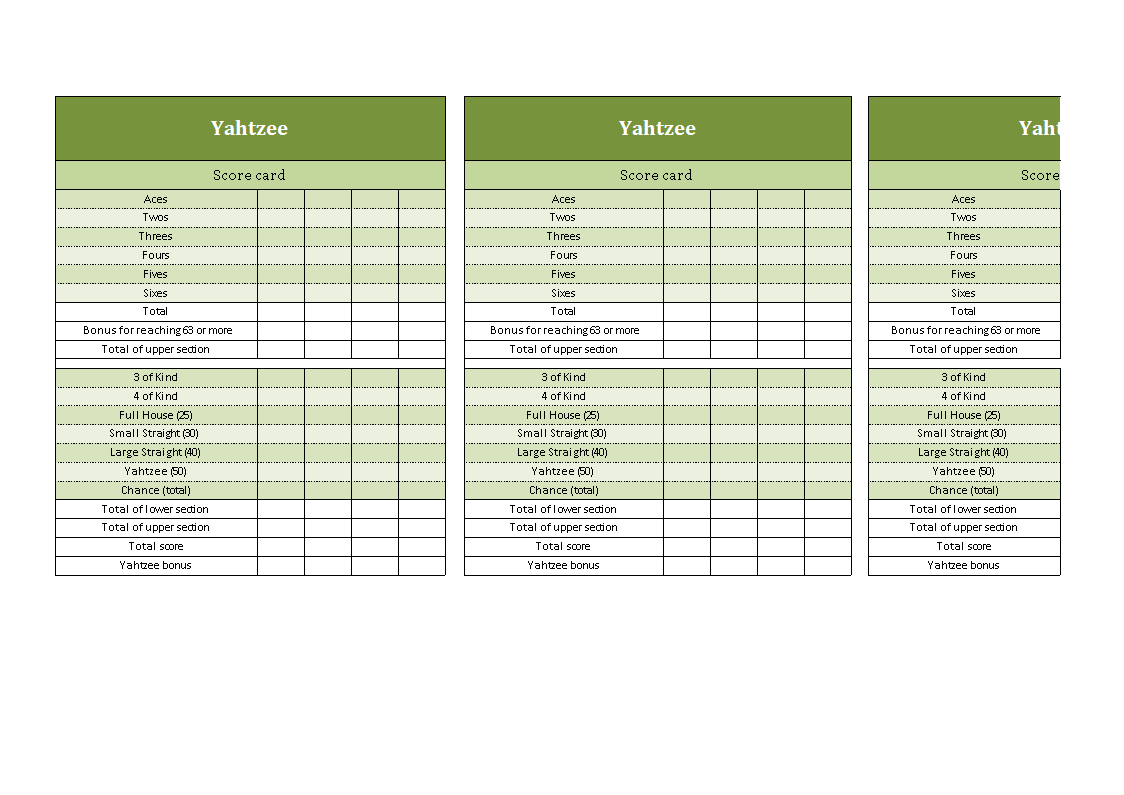 yahtzee score sheets in excel templates at allbusinesstemplates com