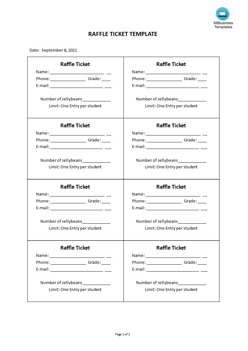  Raffle Ticket Template Allbusinesstemplates