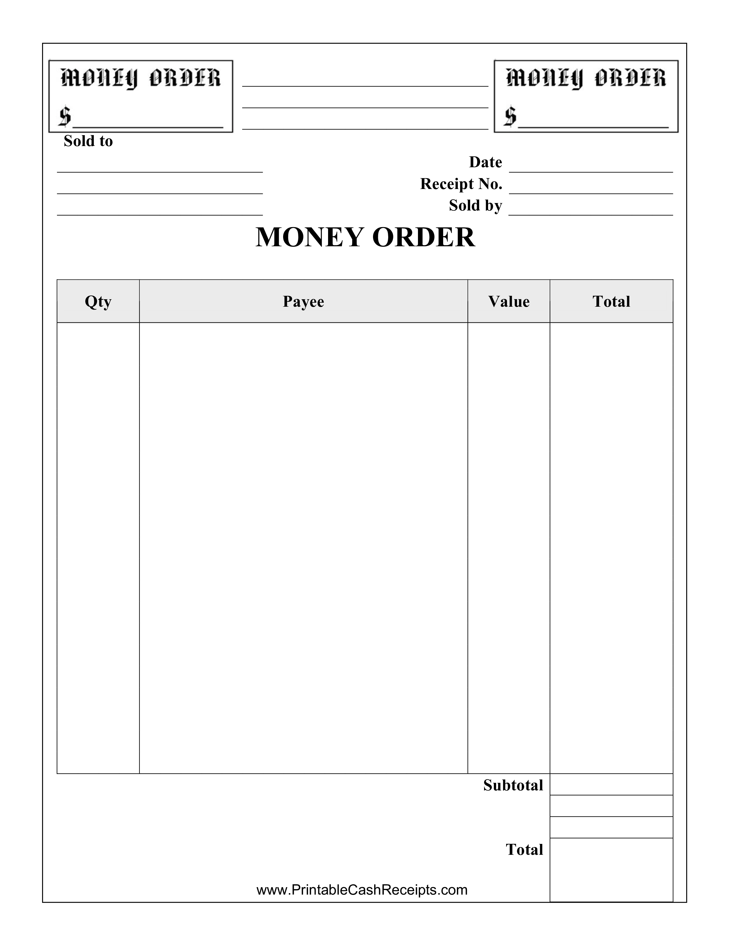 Money Order Receipt Templates At Allbusinesstemplates