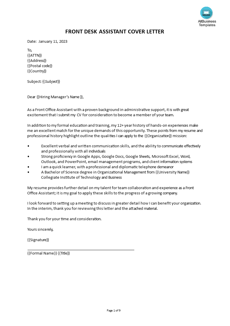 example of application letter for office staff