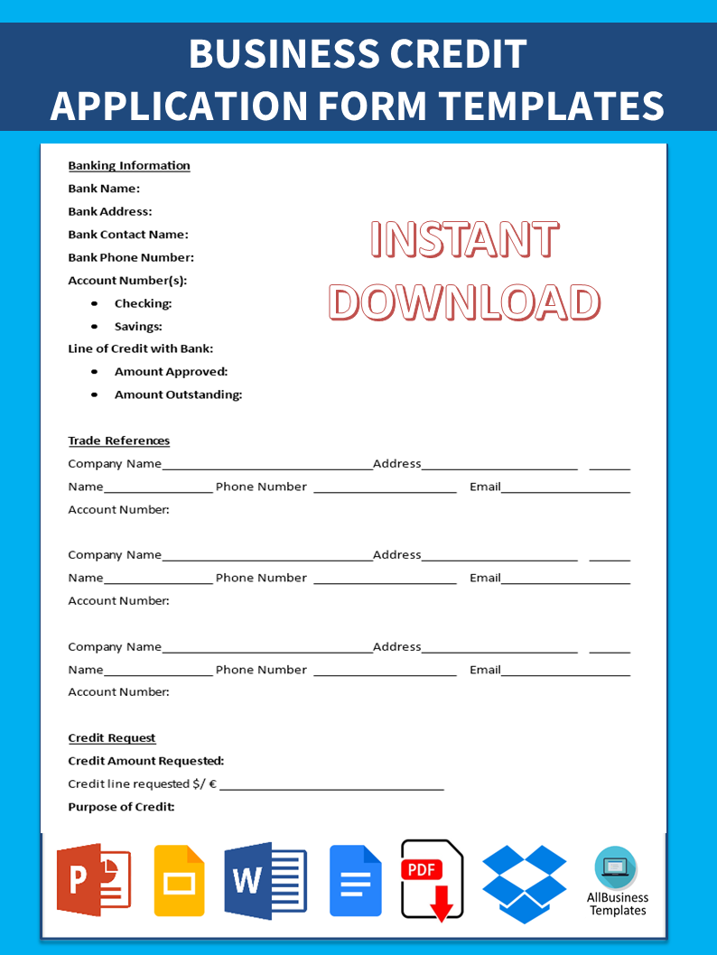 Business Credit Application Form main image