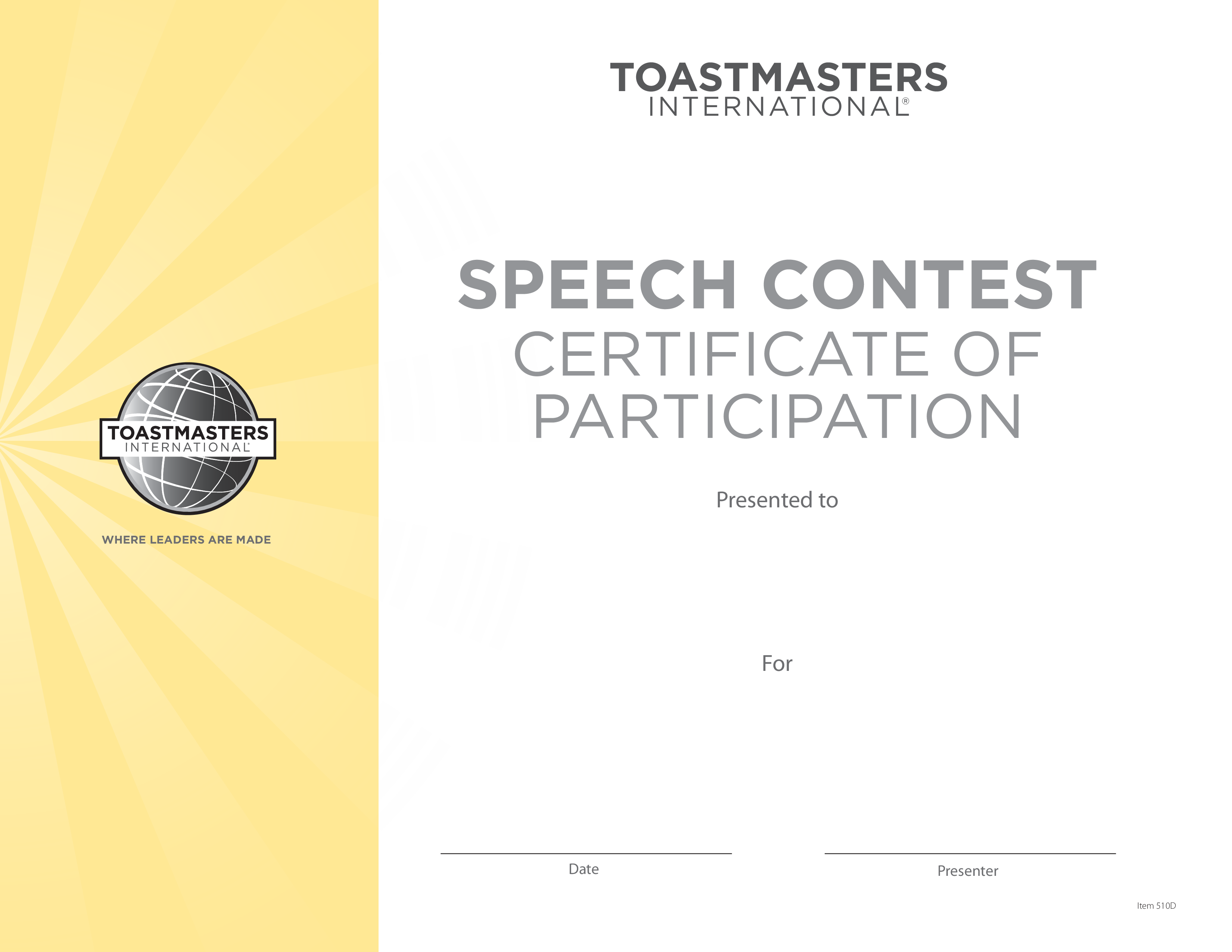 participant speech contest certificate Hauptschablonenbild