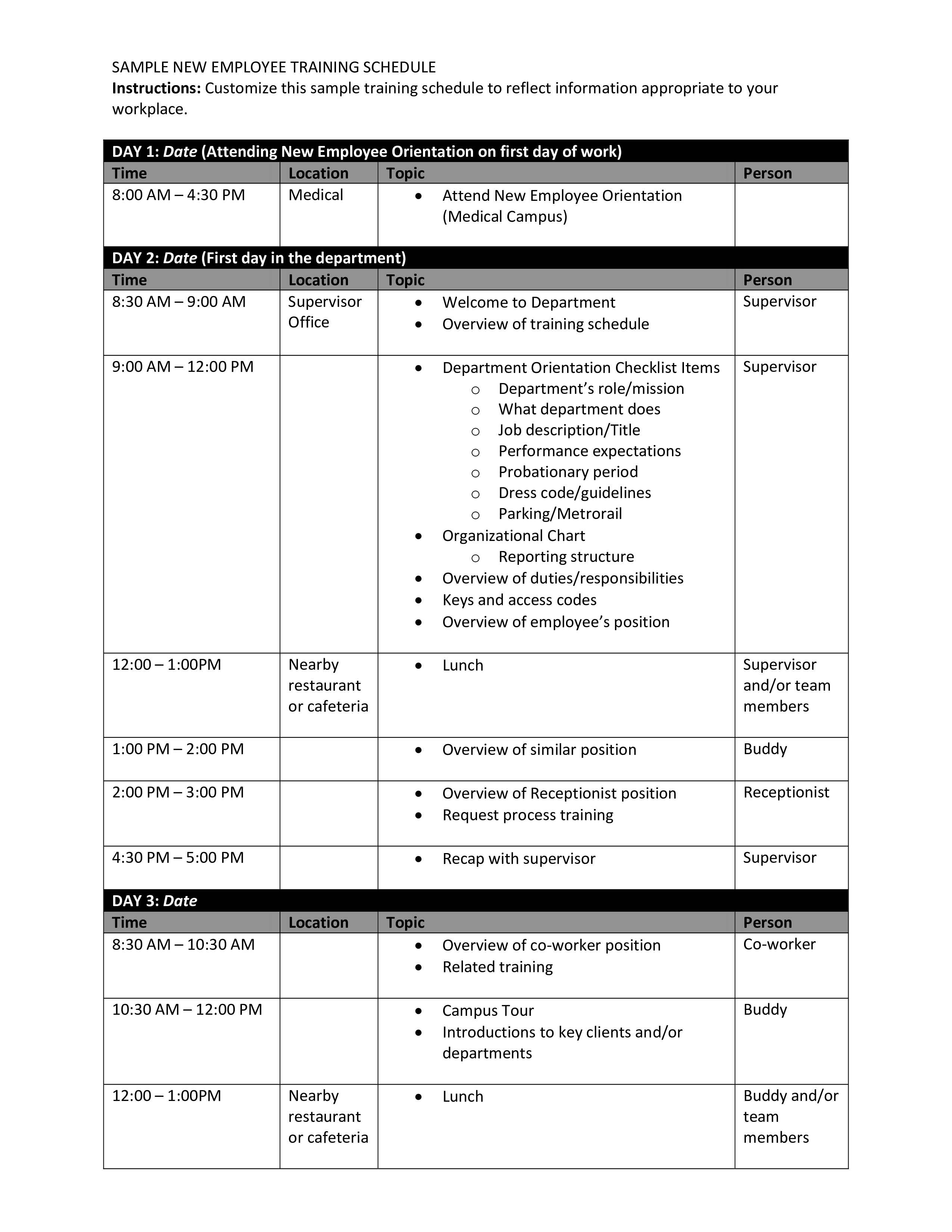 Kostenloses Employee Agenda Schedule