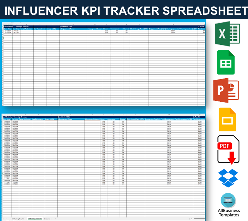 key performance tracker influencer marketing voorbeeld afbeelding 