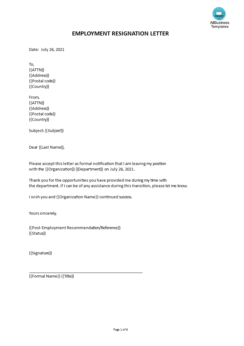 Simple Resignation Letter Template Word 199934 Basic Resignation Letter 