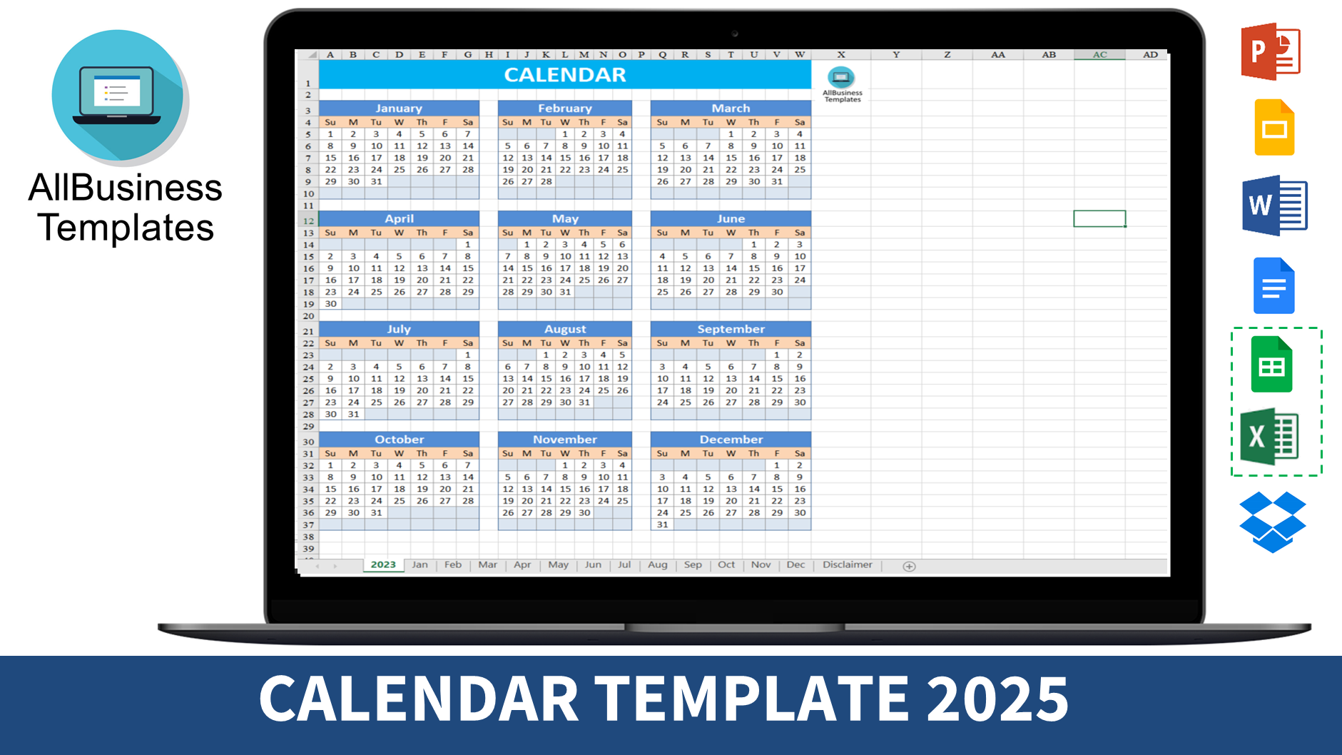 Télécharger Gratuit Calendar Template 2025