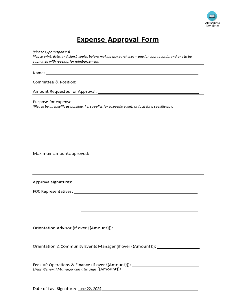Expense Approval Form 模板