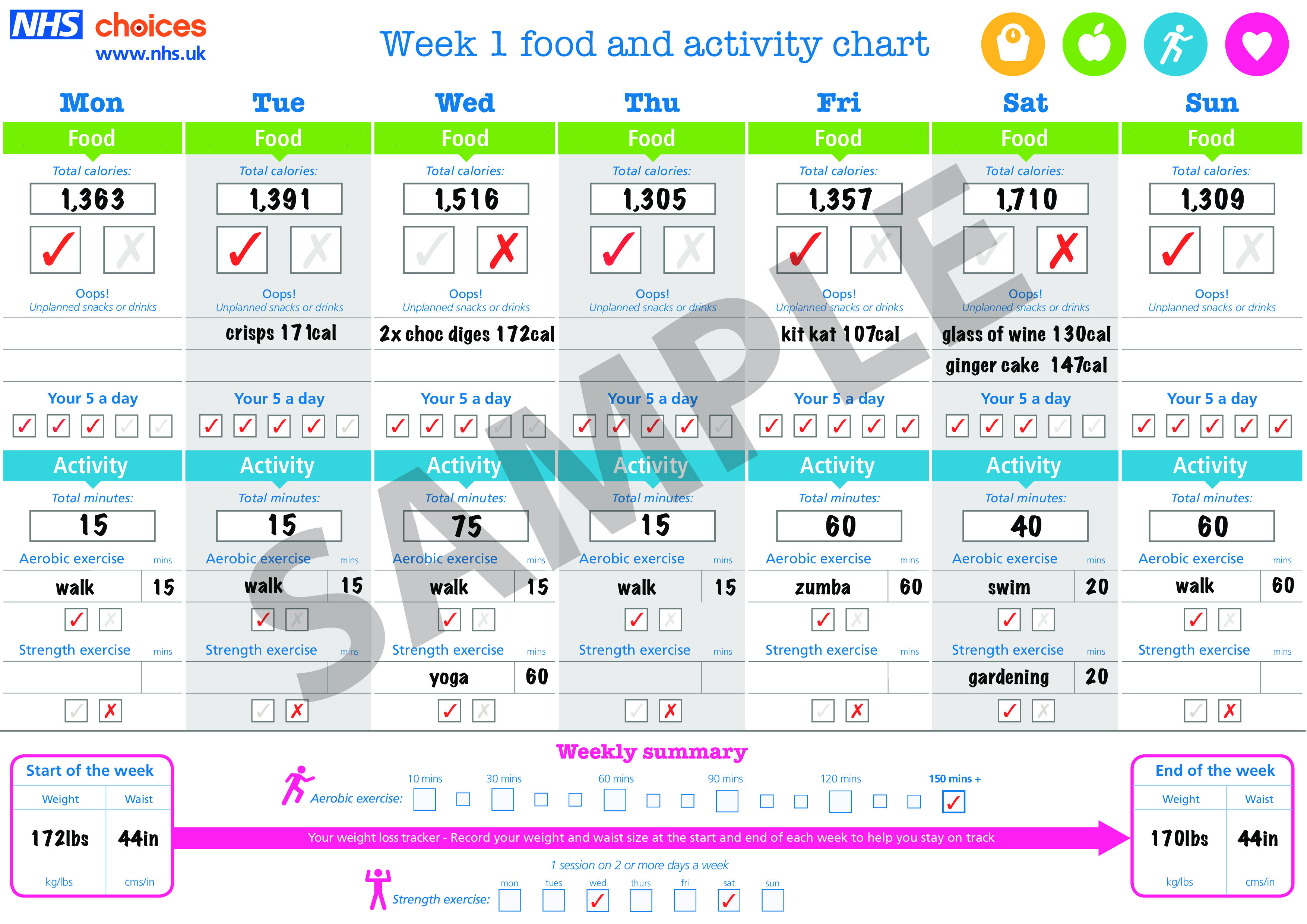weekly food chart voorbeeld afbeelding 