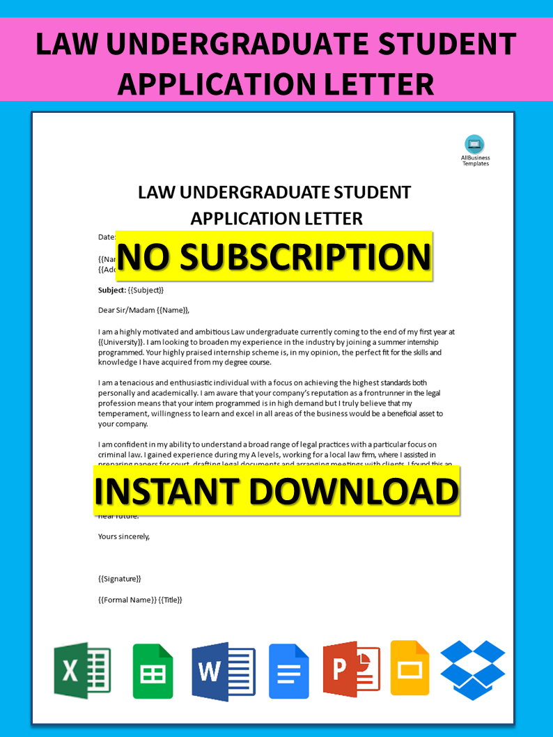 Law Undergraduate Student Application letter main image