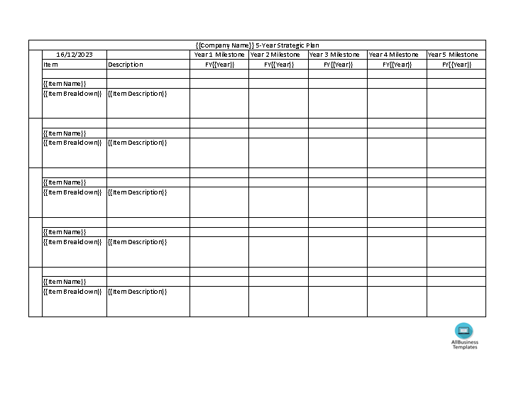  5 Year Business Plan Template Allbusinesstemplates