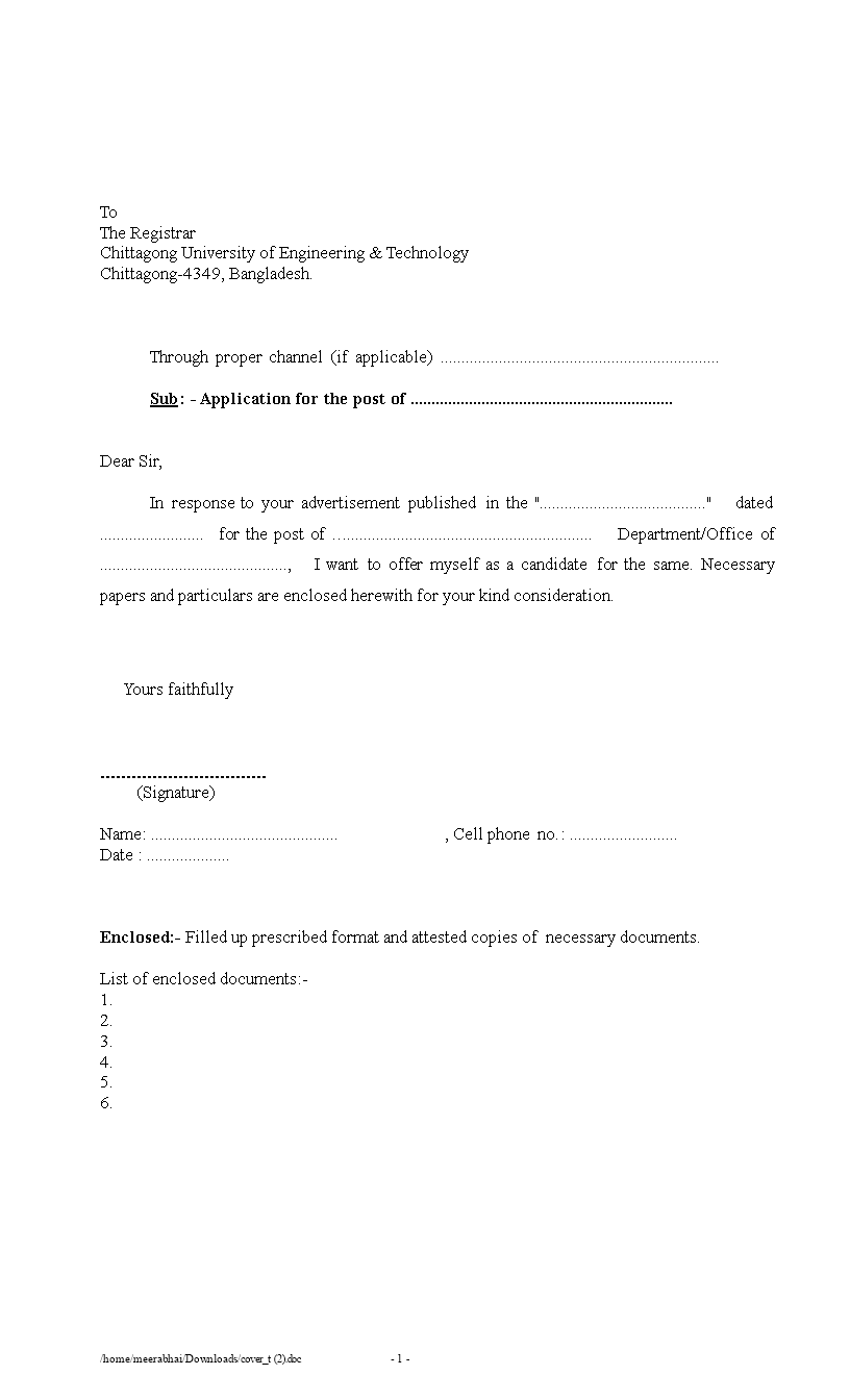 Blank Job Application Letter | Templates at allbusinesstemplates.com