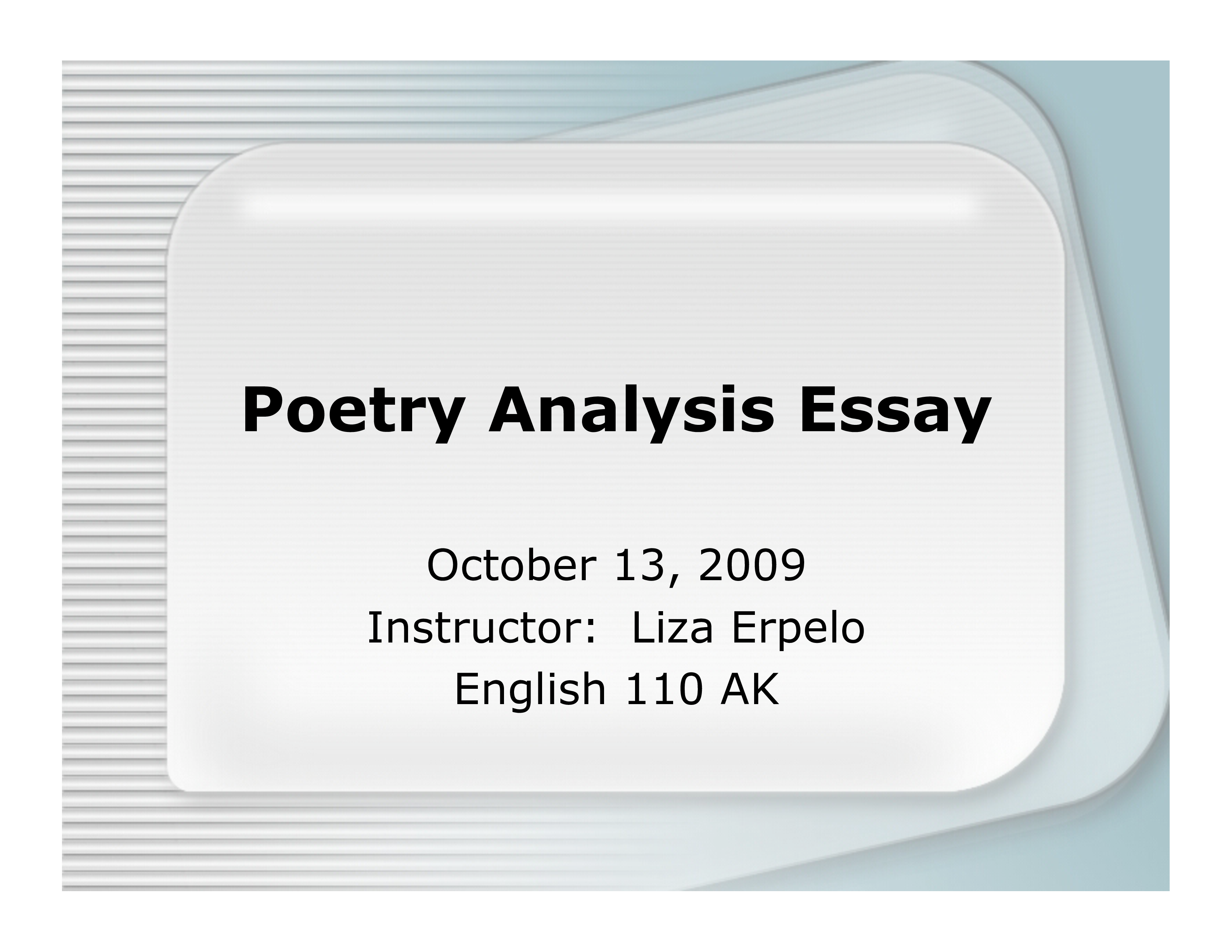 poetry analysis essay assignment