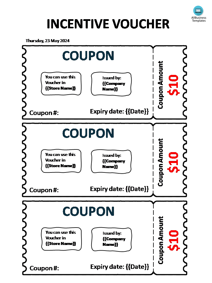 incentive coupon modèles