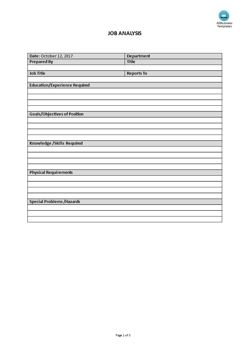 hr job analysis voorbeeld afbeelding 