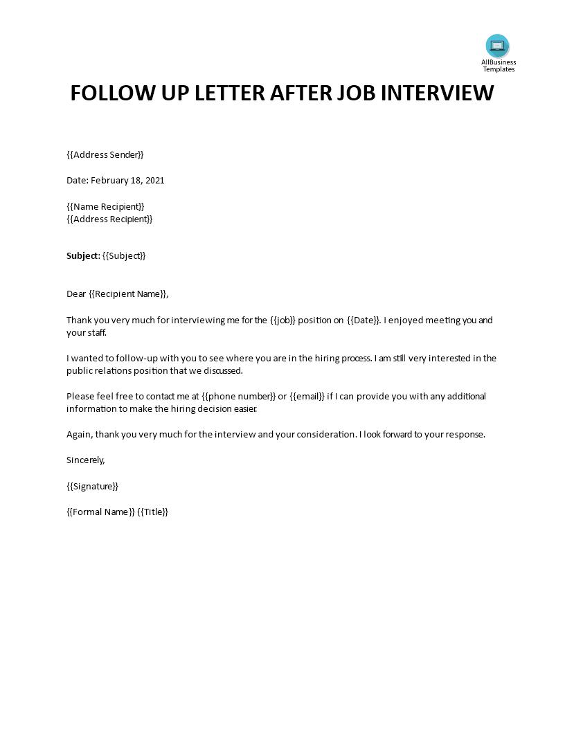 Sample Follow Up Email After Interview  Templates at
