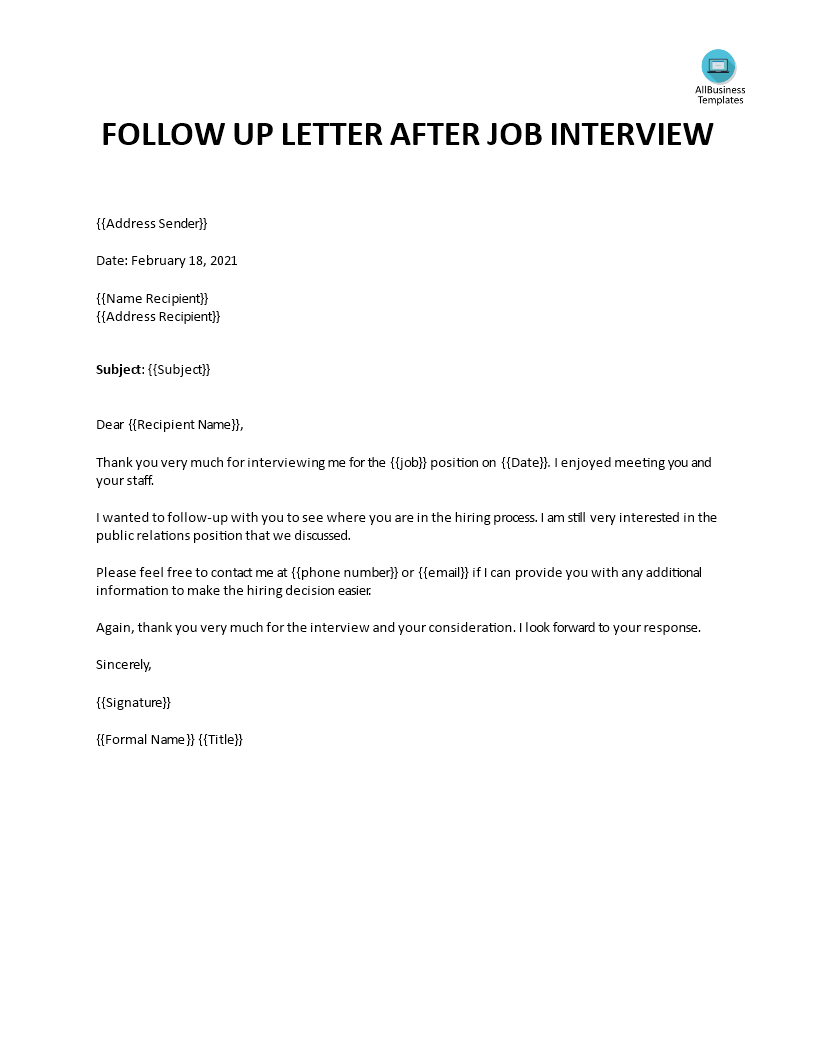 Sample Follow Up Email After Interview Templates At 