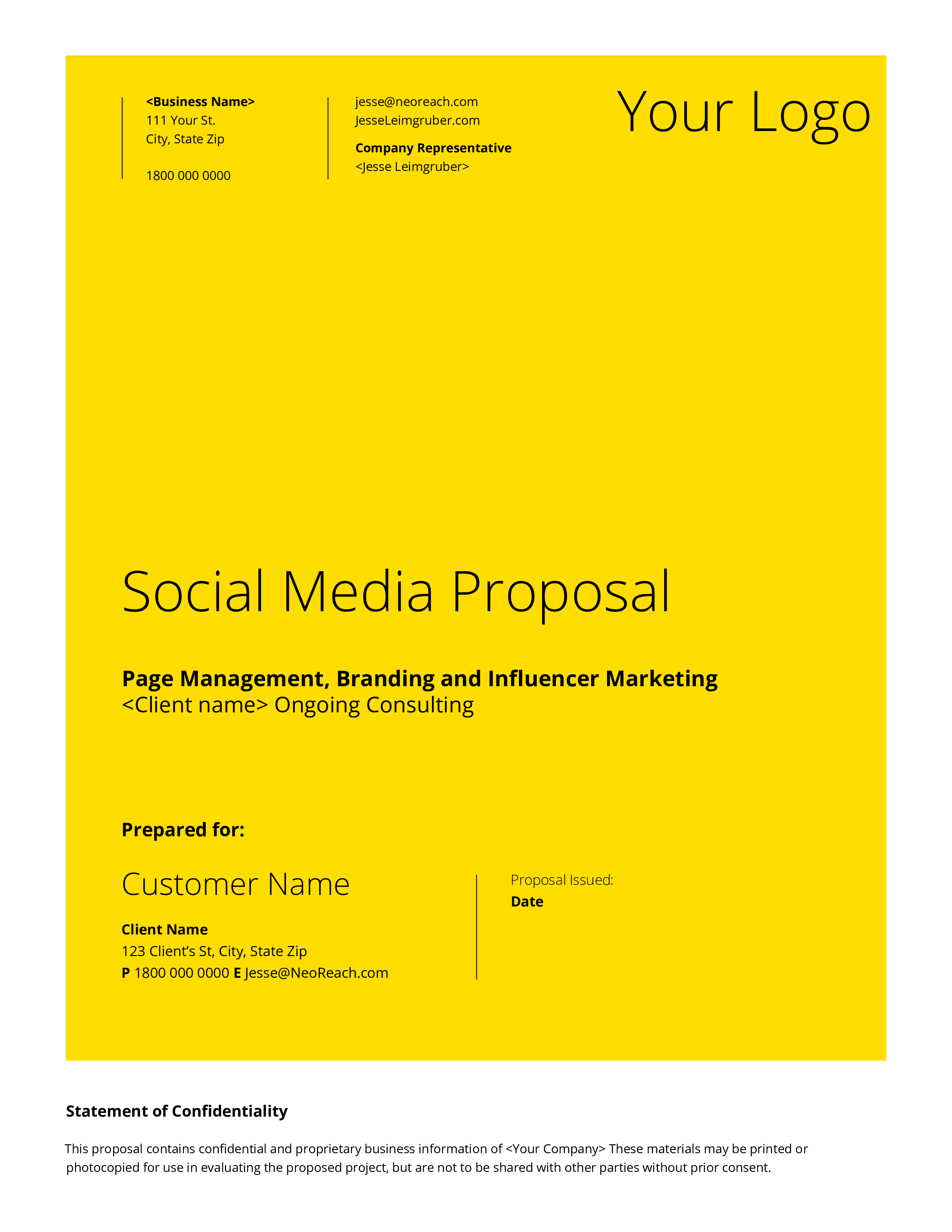 Company Social Media Proposal Templates At Allbusinesstemplates