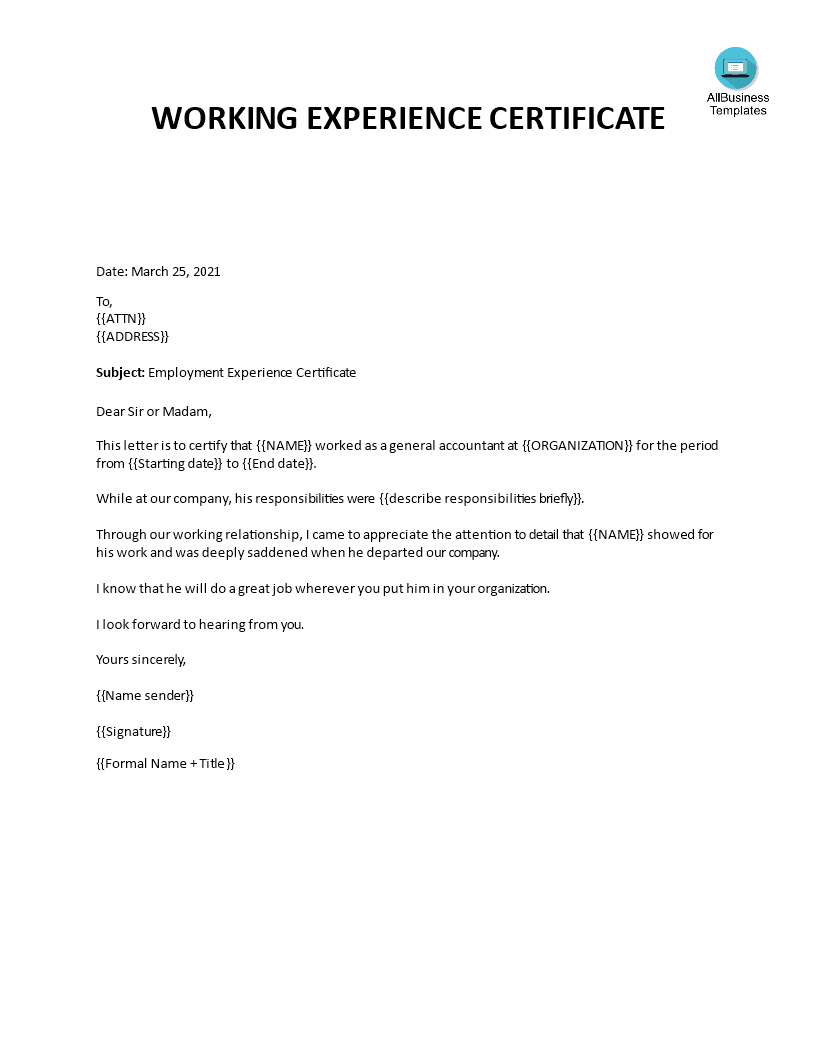 Letter Of Certification Template