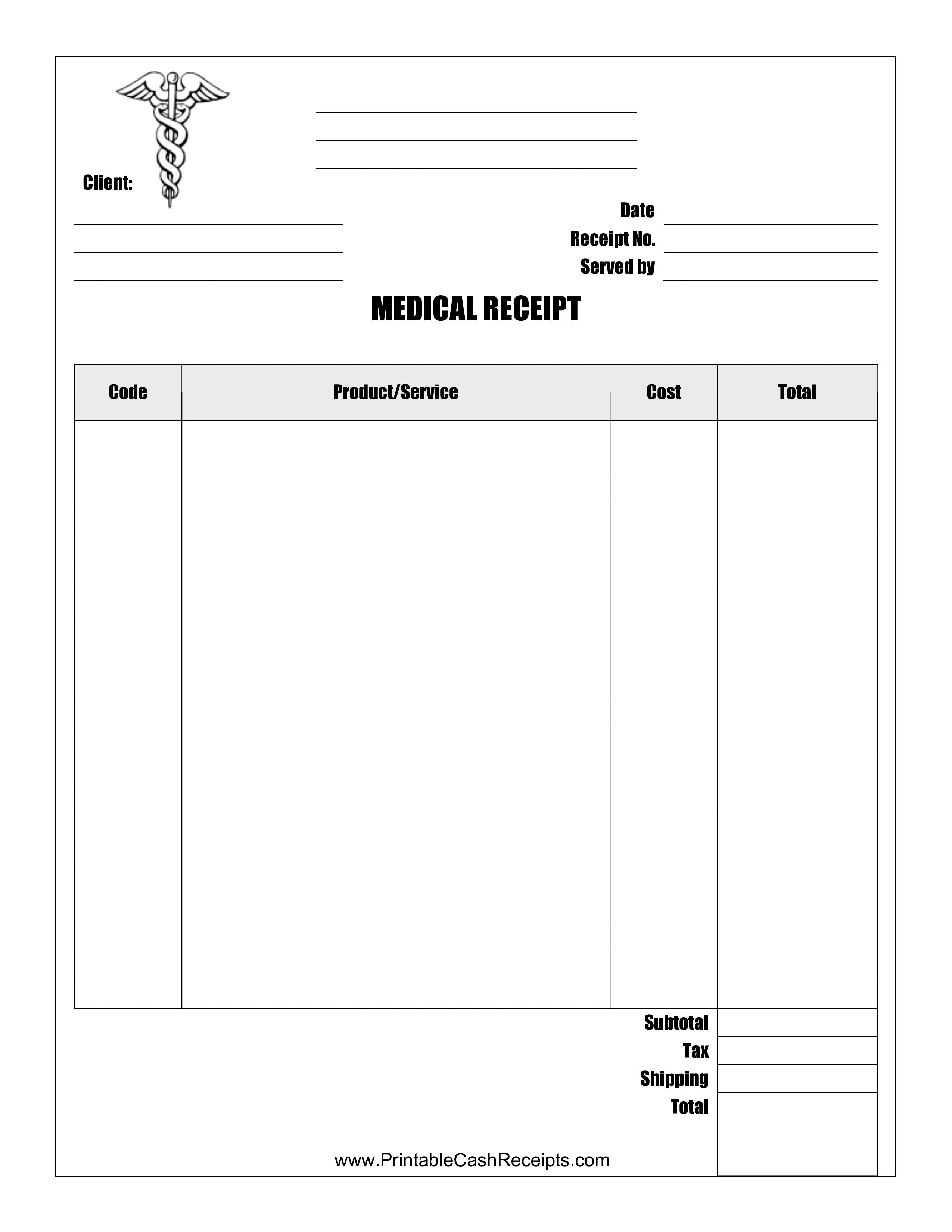 Medical Bill Receipt Format