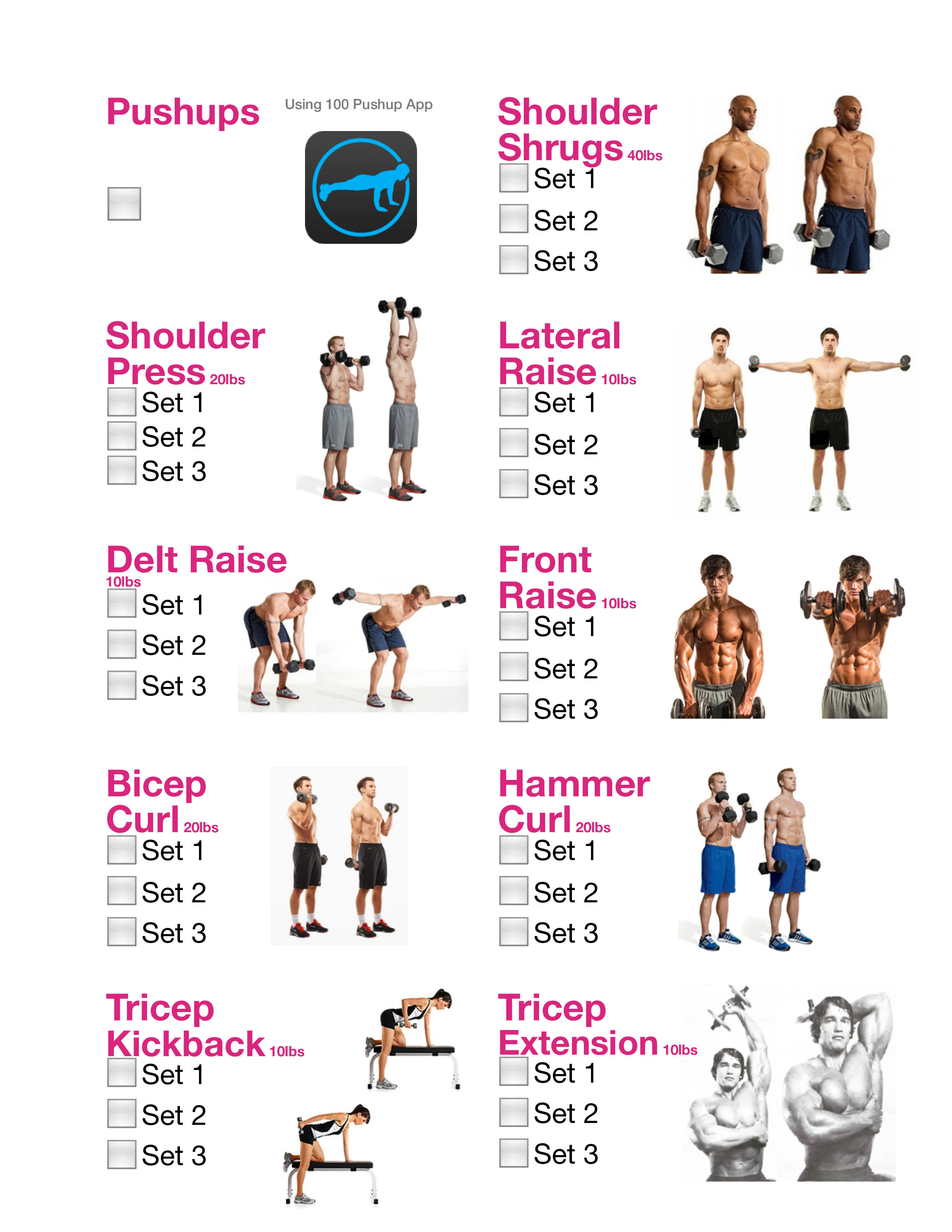 Simple Workout Checklist Templates At Allbusinesstemplates