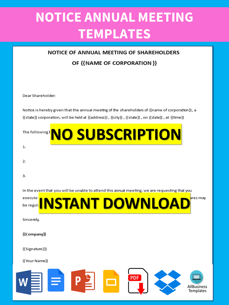 Notice Of Annual Meeting Of Shareholders main image