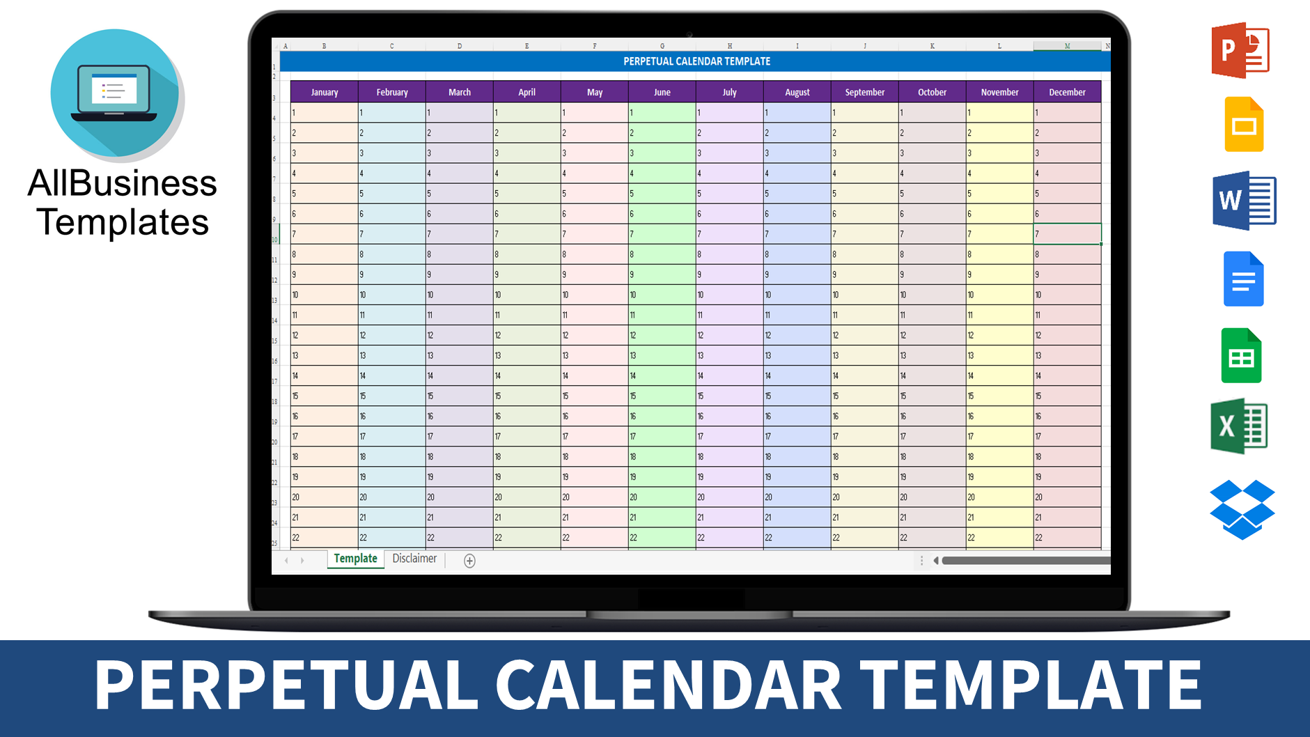 perpetual calendar template templates at allbusinesstemplates com