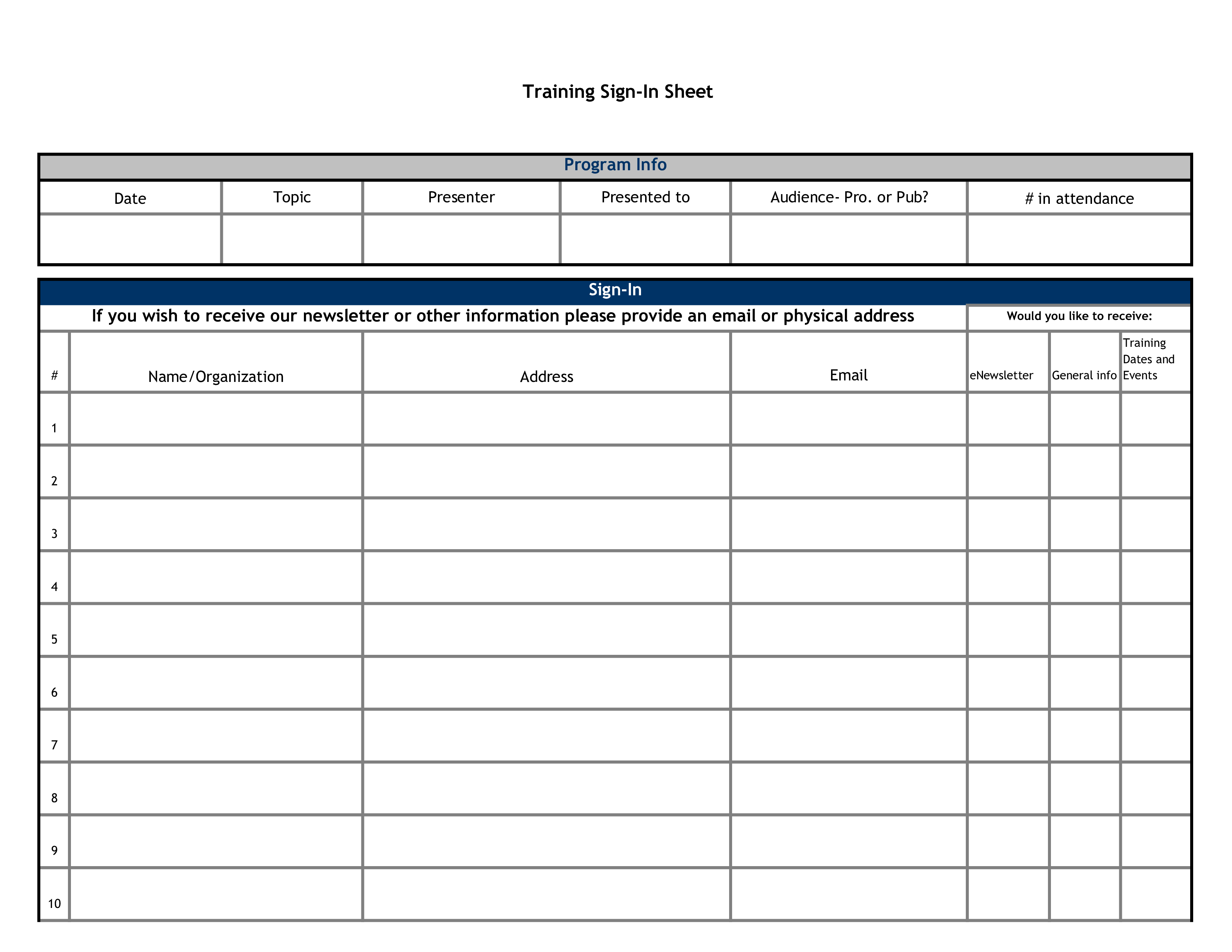 Training Attendance Sign In Sheet Templates At Allbusinesstemplates