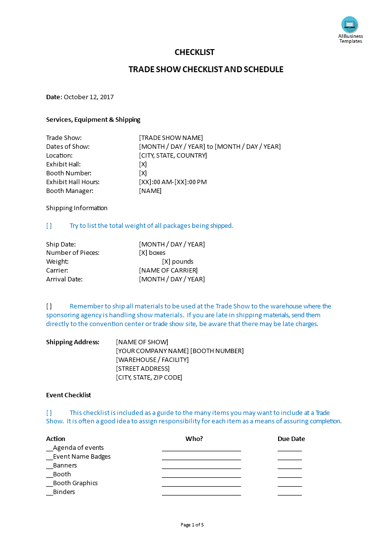 checklist_trade show template