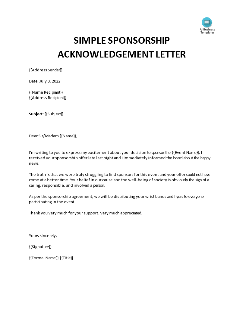 Student Sponsorship Letter Gratis