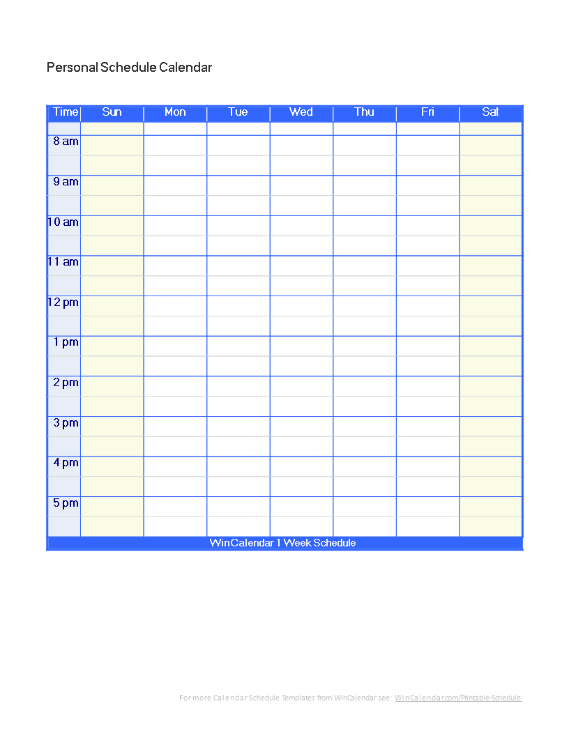 Personal Schedule Template