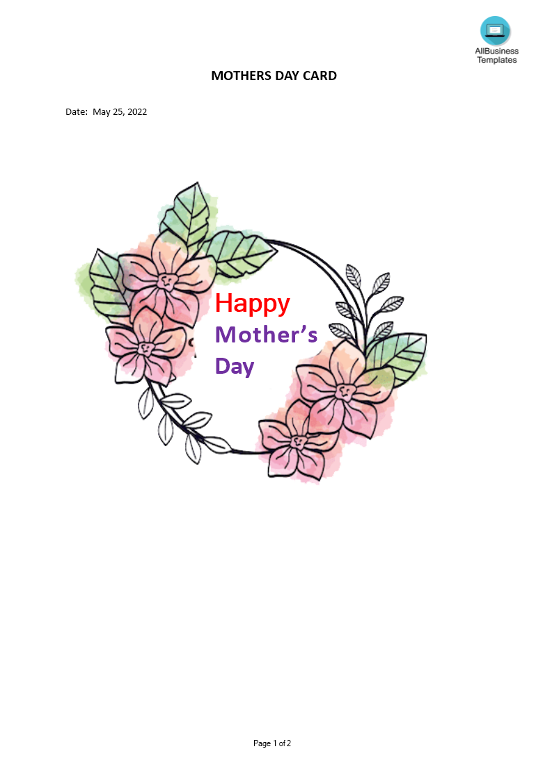 mothers day card template modèles