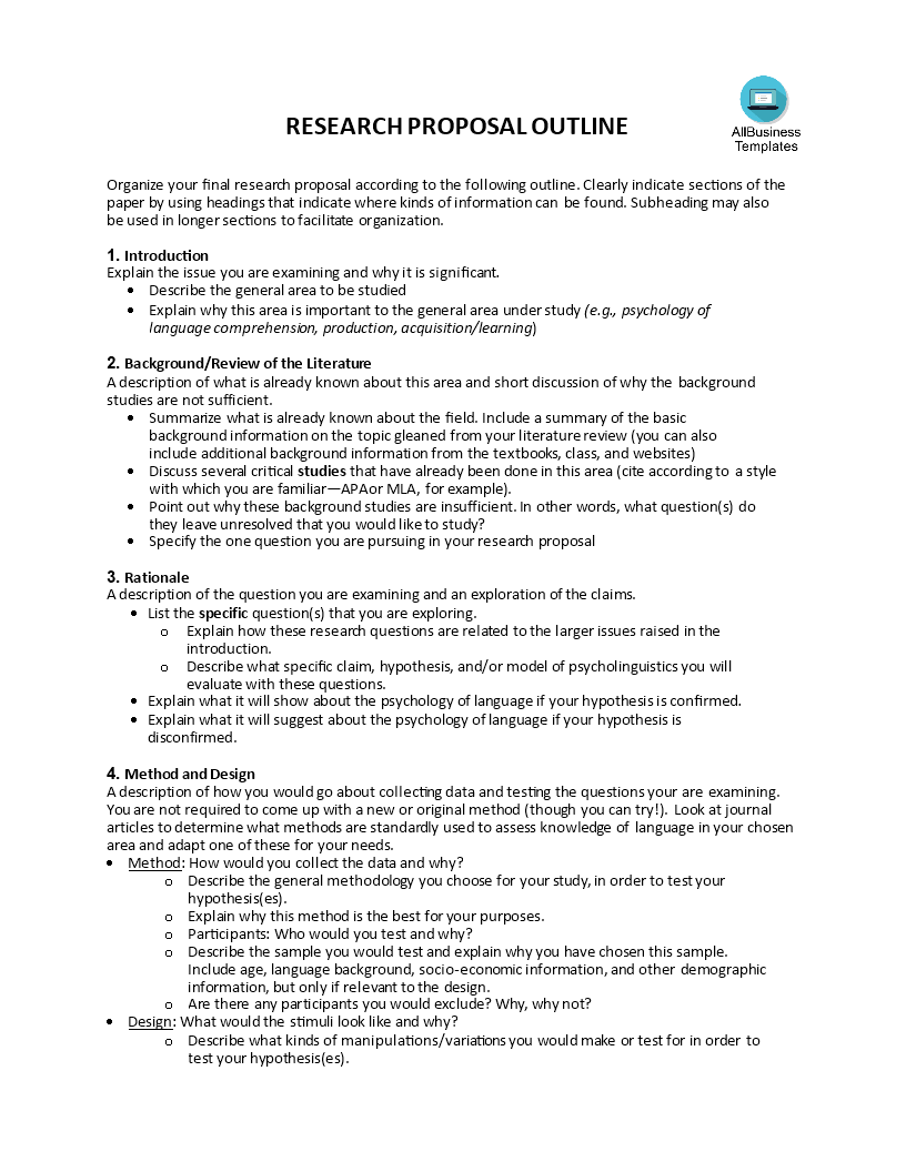 undergraduate research proposal outline