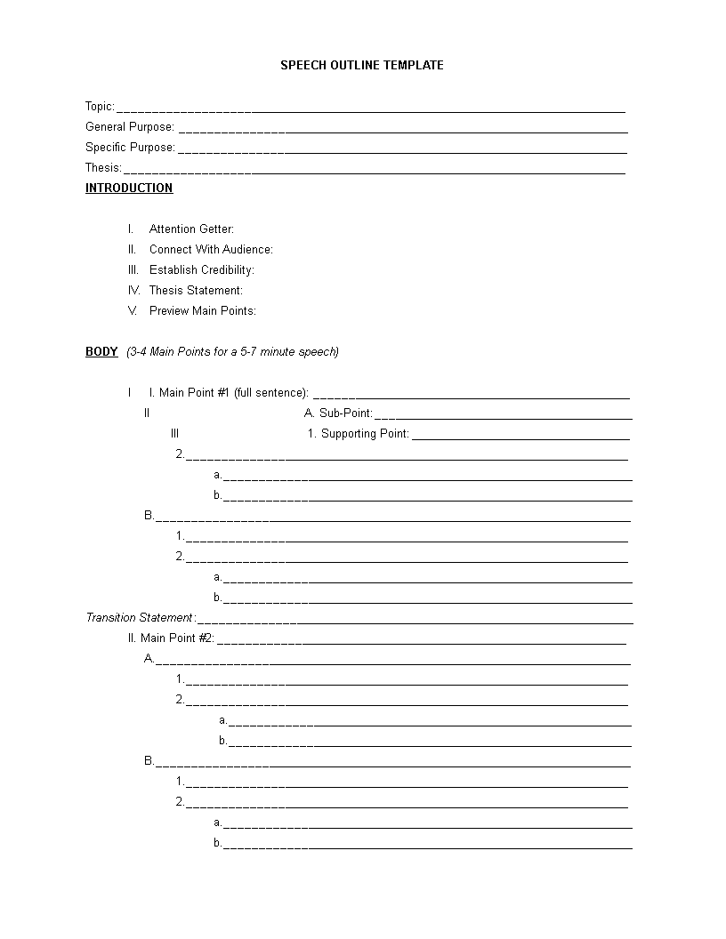 how to write a speech outline
