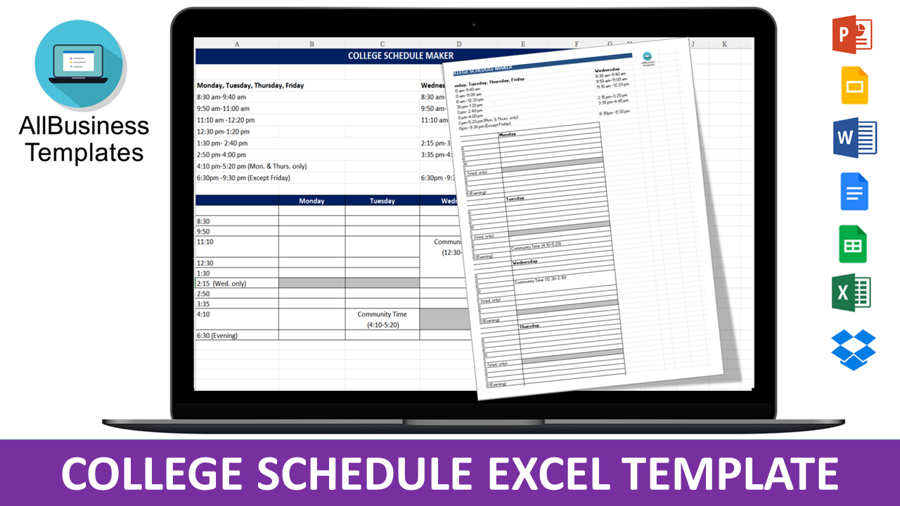 College Schedule Maker | Templates at allbusinesstemplates.com