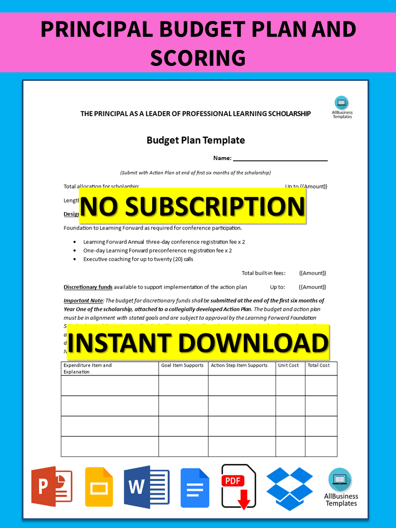 principal budget plan and scoring plantilla imagen principal