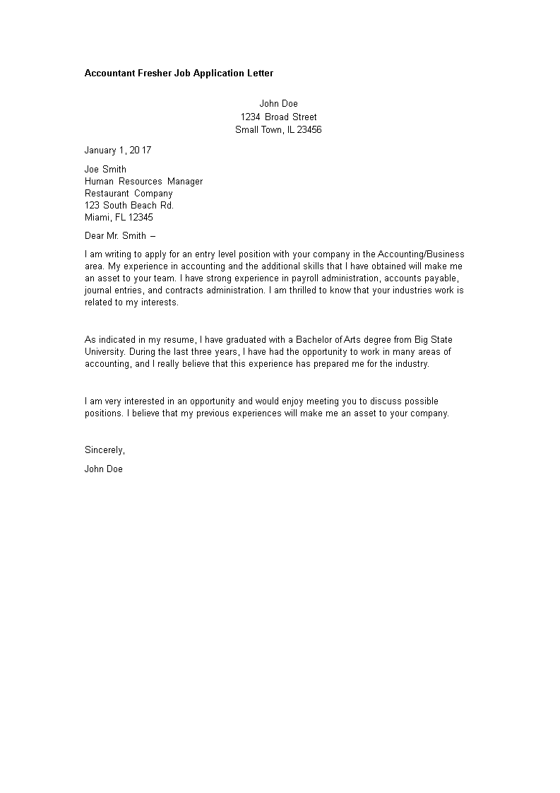 example of application letter for an accountant