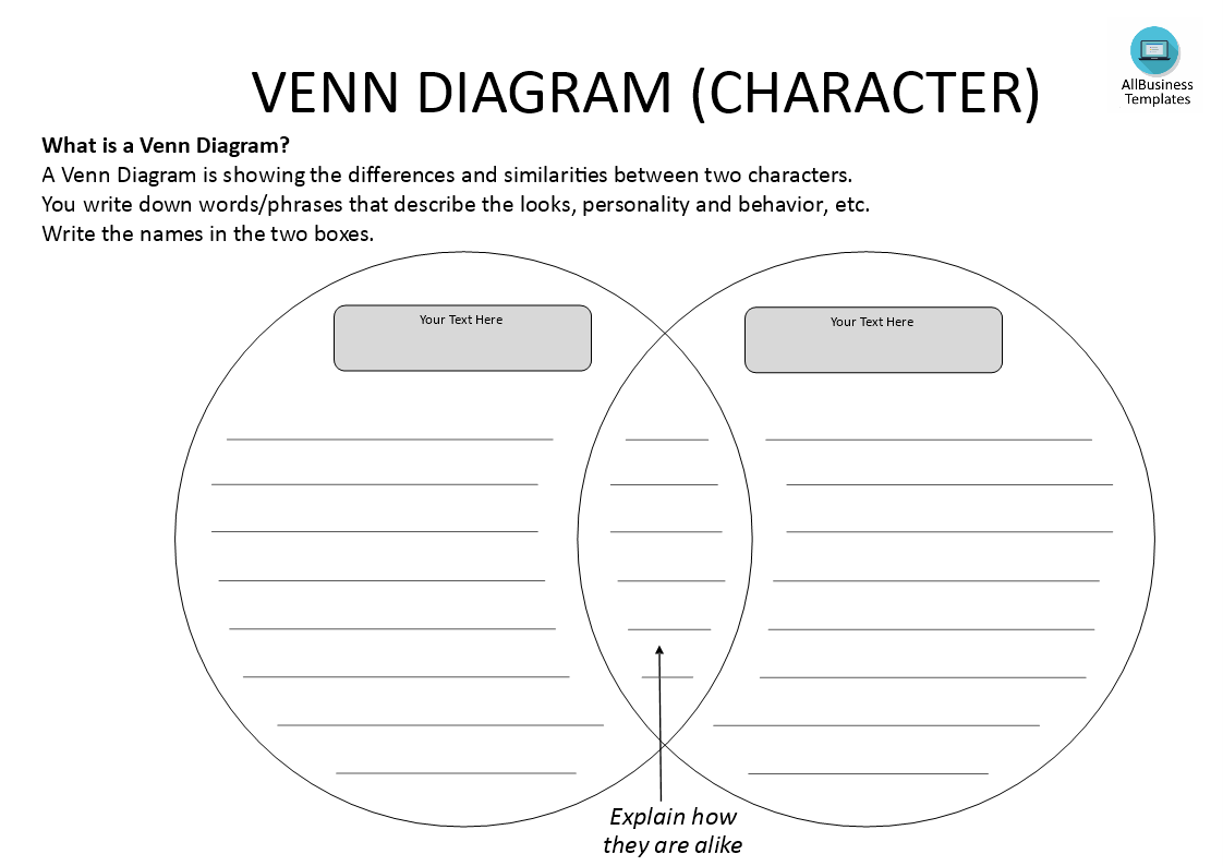 Venn Diagram template with lining 模板