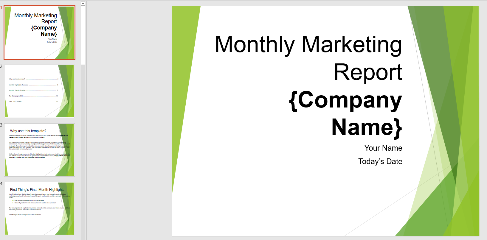 Monthly Report Template Ppt